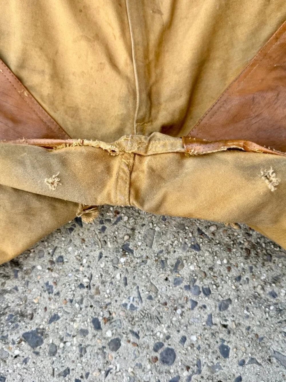VTG 60s Drybak Hunting Pants Brown Thrashed Heavy Canvas Briar Brush Guard Sz 30